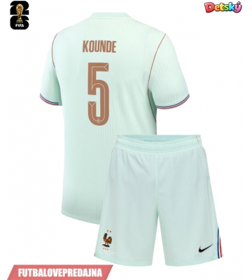 Lacne Dětský Futbalové dres Francúzsko Jules Kounde #5 MS 2026 Krátky Rukáv - Preč (+ trenírky)